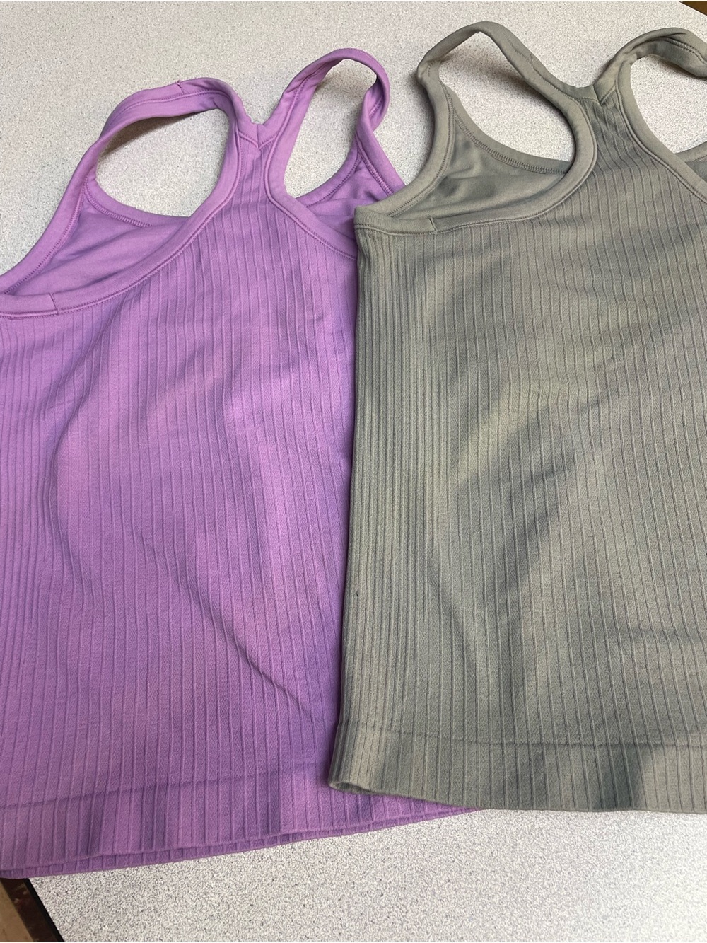 Ribbed Racerback Tank - Lavender and grey bundle of two